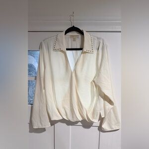 Michael Kors Cream Blouse with Studded Collar